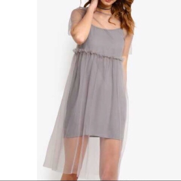 grey overlay dress Grey Blue Lace Fit-And-Flare Bridesmaid Dress With V-Neckline - Bridesmaid Prom Dresses With V-Back - Multiple Colors Available